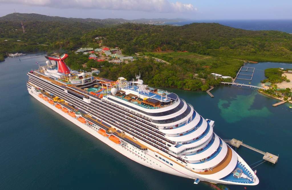 Carnival cruise ship docked in Mahogany Bay, Roatan
